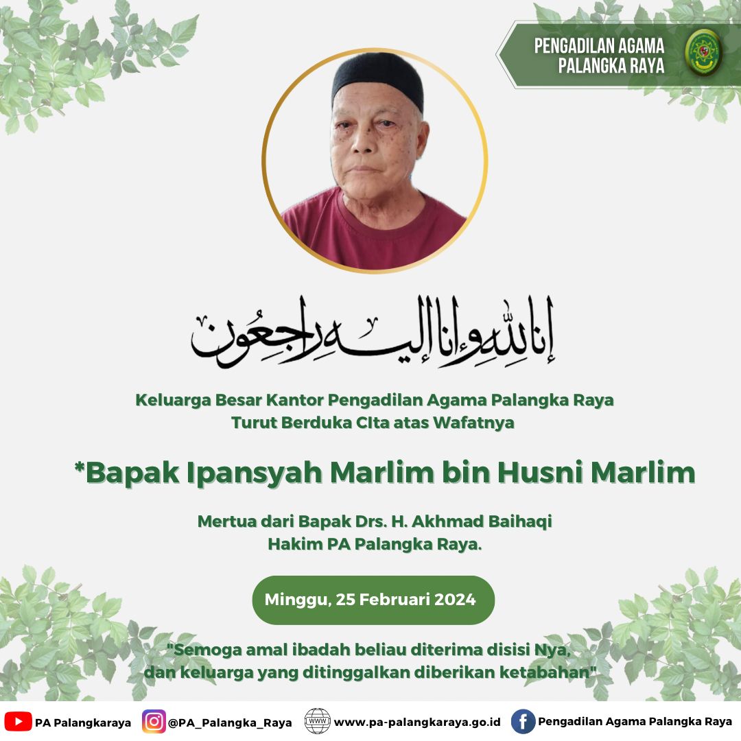 Keluarga Besar PA Palangka Raya turut berduka cita